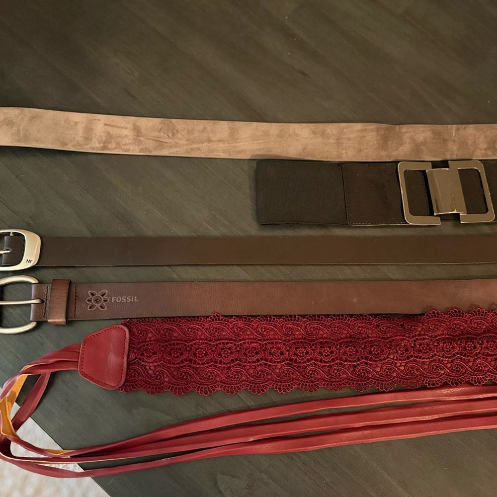 Express, Fossil, Venus, NY&C Suede, Leather, Spandex Belt Lot - Picture 3 of 14